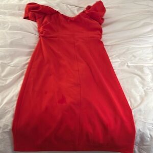 Alc Nora dress, worn once, like brand new, red crepe midi dress, stunning!!